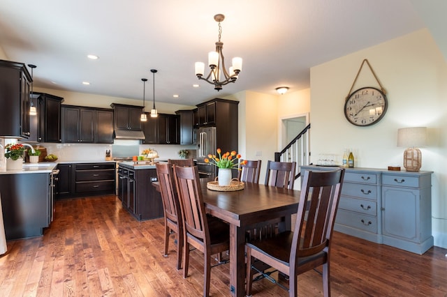 19717 Hazel Nut Ave, Lakeville, MN 55044 - dining space featuring a chandelier, dark wood-style floors, and recessed lighting