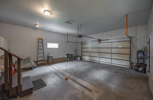 garage with a garage door opener