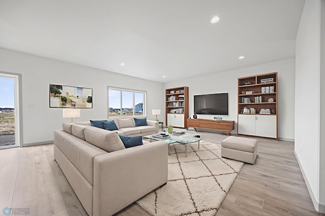 8343 61st St S, Horace, ND 58047 - living room with light wood-type flooring, recessed lighting, and built in features