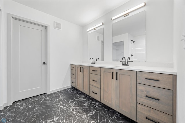 8343 61st St S, Horace, ND 58047 - full bath with marble look tiles and double vanity