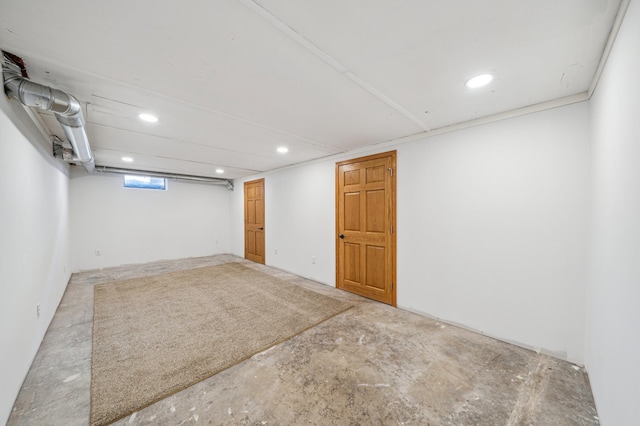 basement with recessed lighting