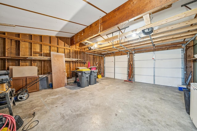 garage with a garage door opener
