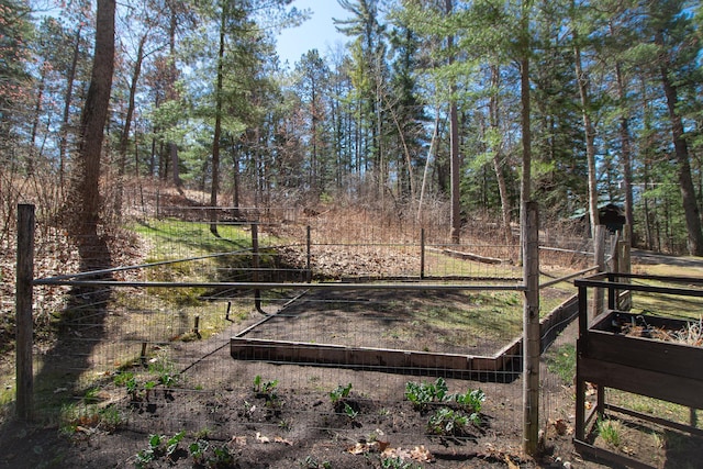 view of yard with a garden and fence