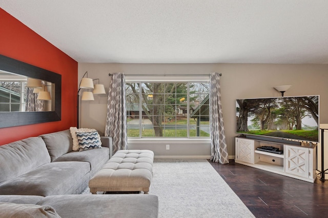 living room featuring baseboards and wood finished floors