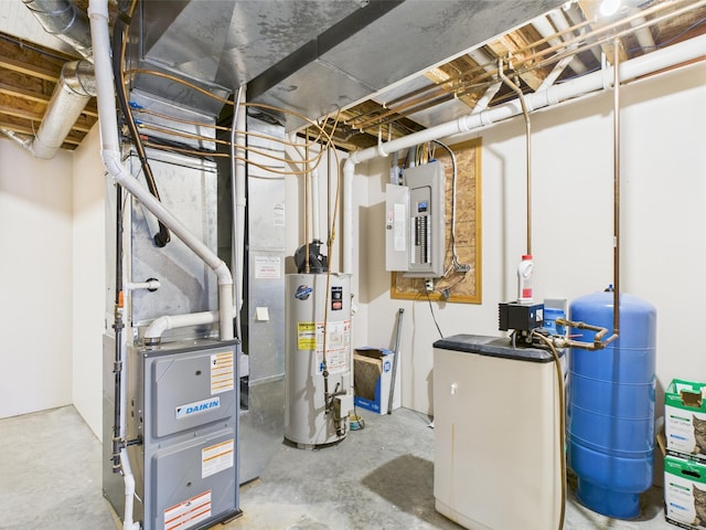 utilities featuring gas water heater and electric panel
