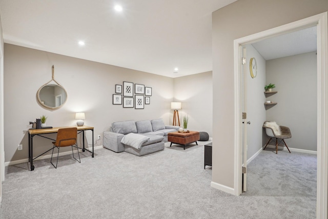 11462 81st Pl N, Maple Grove, MN 55369 - living room with carpet flooring, a desk, baseboards, and recessed lighting