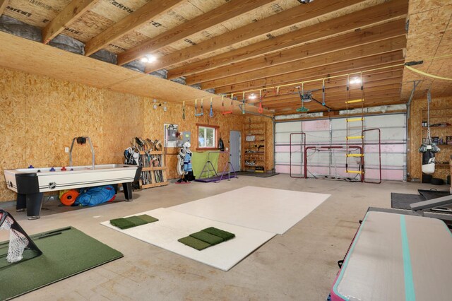 garage with a garage door opener