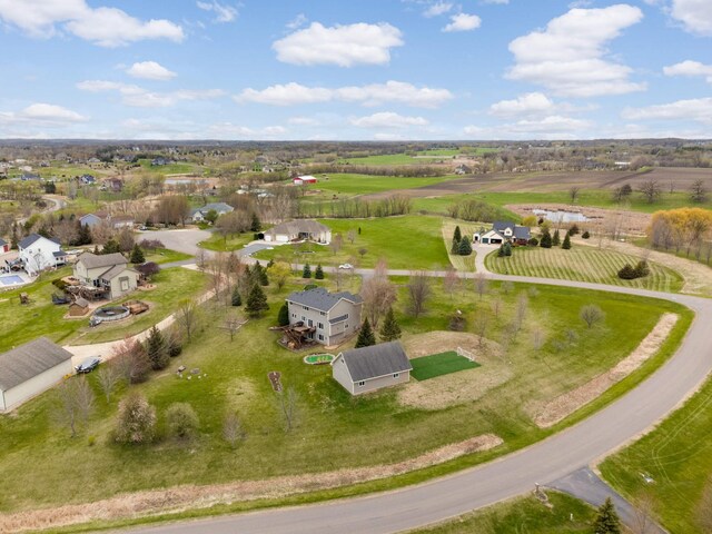 drone / aerial view with a rural view