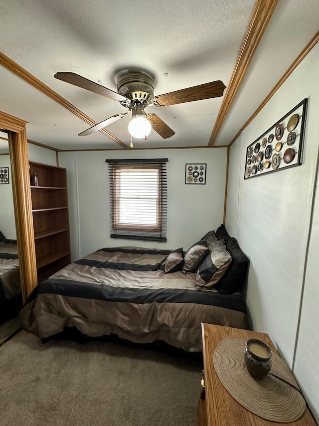 1404 Central Rd, Littlefork, MN 56653 - carpeted bedroom featuring a ceiling fan and ornamental molding