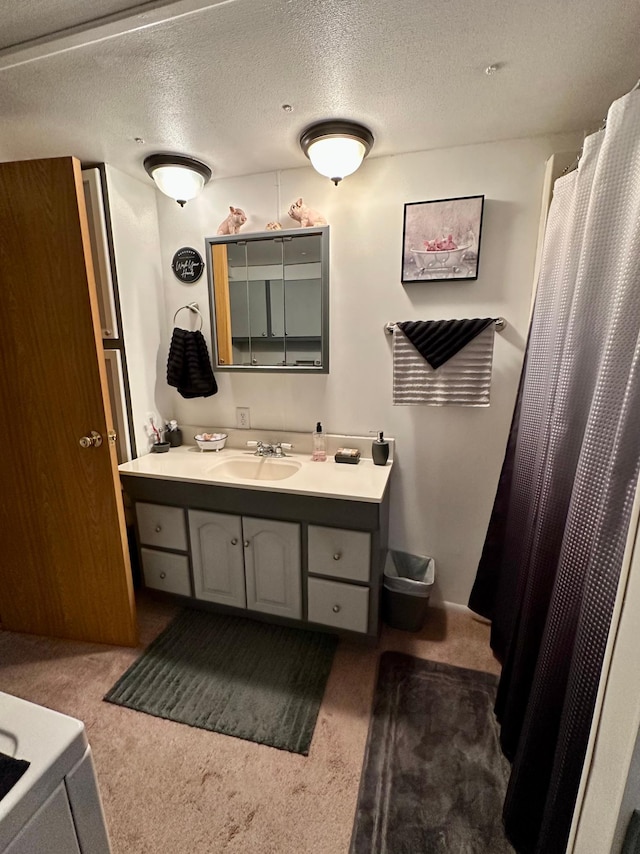 1404 Central Rd, Littlefork, MN 56653 - full bathroom with vanity, curtained shower, and a textured ceiling