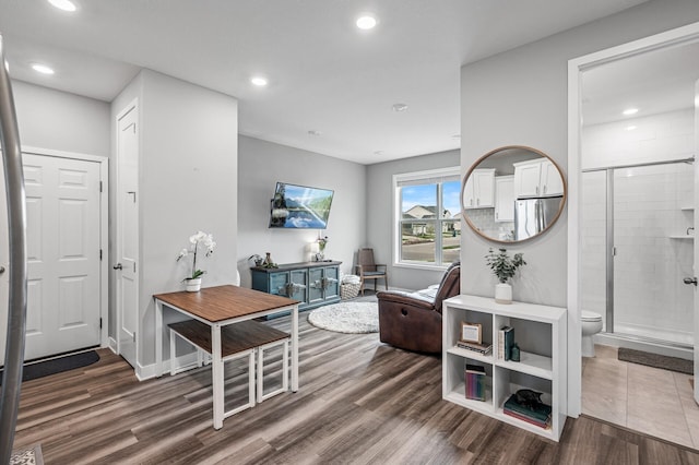 11270 Meadow View Ln, Maple Grove, MN 55311 - living room featuring recessed lighting, baseboards, and dark wood-style flooring