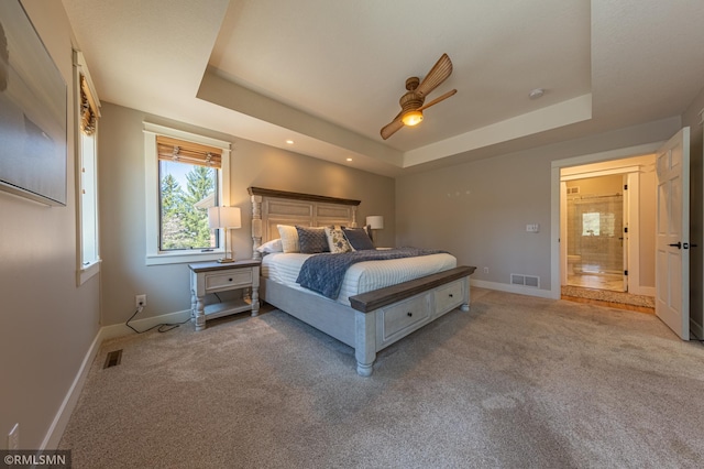 509 Superior Ave, Crosby, MN 56441 - bedroom featuring visible vents, a raised ceiling, baseboards, and light colored carpet
