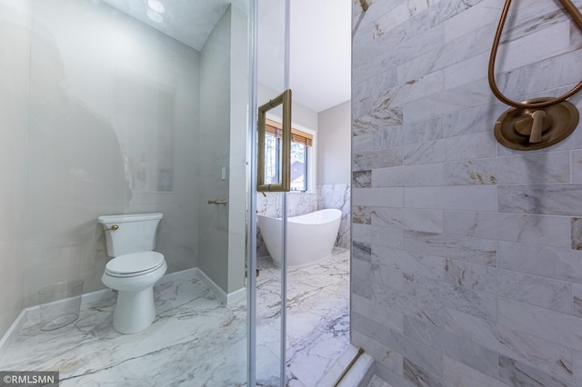 509 Superior Ave, Crosby, MN 56441 - full bath featuring toilet, a freestanding bath, and marble finish floor