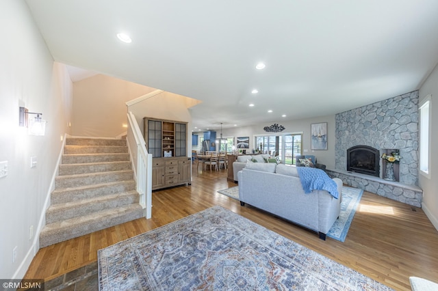 509 Superior Ave, Crosby, MN 56441 - living area with baseboards, wood finished floors, and stairway