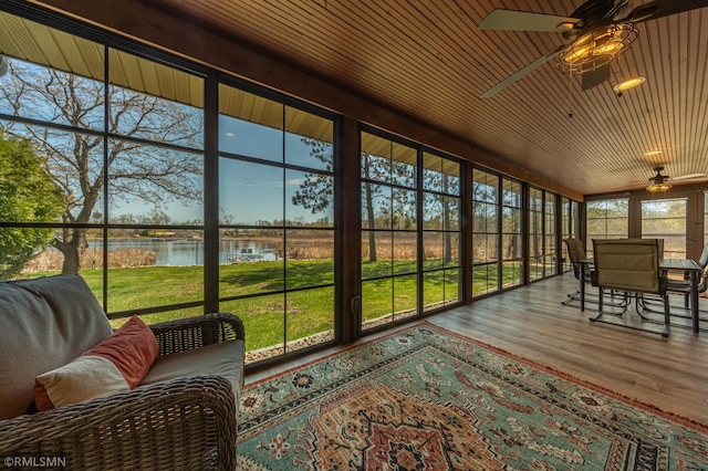 509 Superior Ave, Crosby, MN 56441 - sunroom / solarium featuring a water view, a ceiling fan, and outdoor dining space