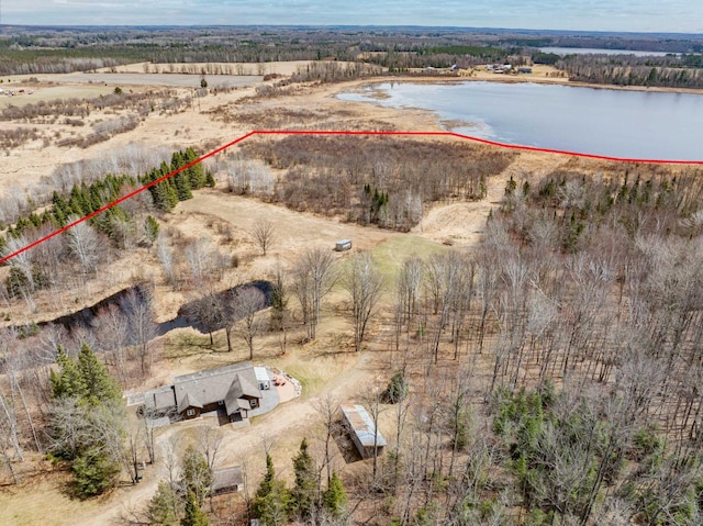 aerial view with a water view and a rural view