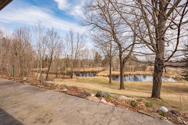 view of yard featuring a water view