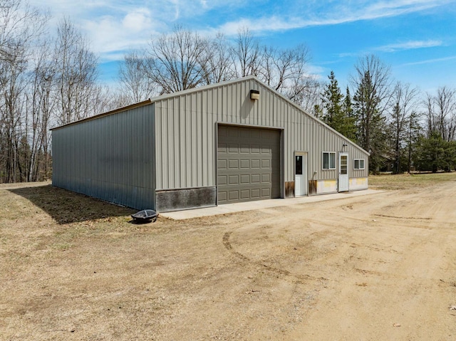 view of detached garage