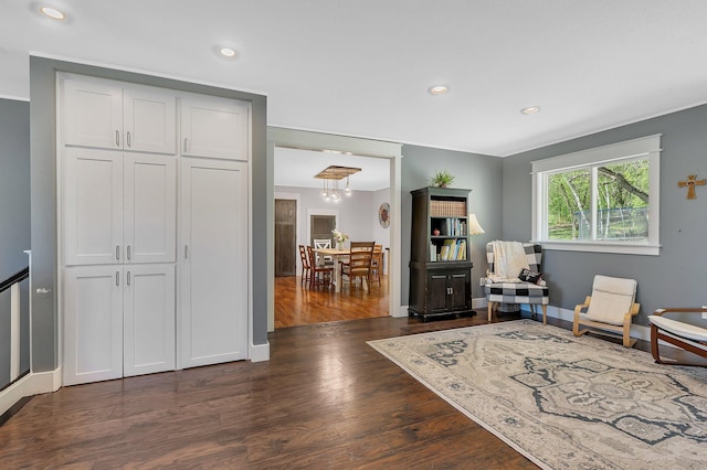 26063 County Road 2, Saint Joseph Twp, MN 56301 - sitting room featuring dark wood finished floors, recessed lighting, baseboards, and a chandelier