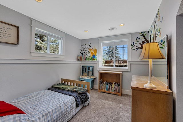 26063 County Road 2, Saint Joseph Twp, MN 56301 - carpeted bedroom featuring multiple windows, recessed lighting, and baseboards