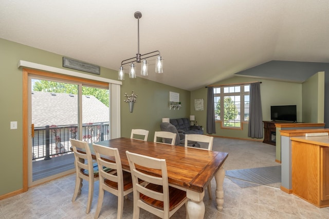 822 Emerson Ave N, Montrose, MN 55363 - dining room with healthy amount of natural light, lofted ceiling, and baseboards