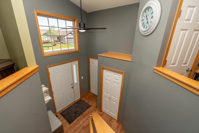 822 Emerson Ave N, Montrose, MN 55363 - entrance foyer with wood finished floors and a ceiling fan