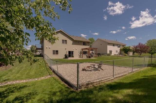 822 Emerson Ave N, Montrose, MN 55363 - back of property featuring a pergola, a patio area, and a fire pit