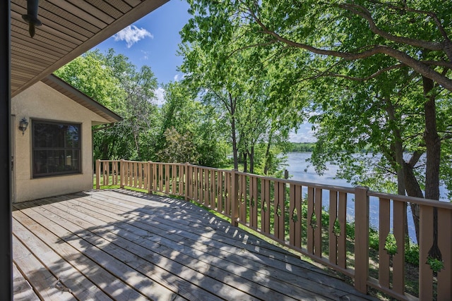 344 Barker St, Hastings, MN 55033 - wooden terrace with a water view and view of wooded area