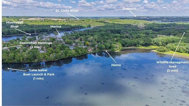 344 Barker St, Hastings, MN 55033 - aerial view of a heavily wooded area and a large body of water