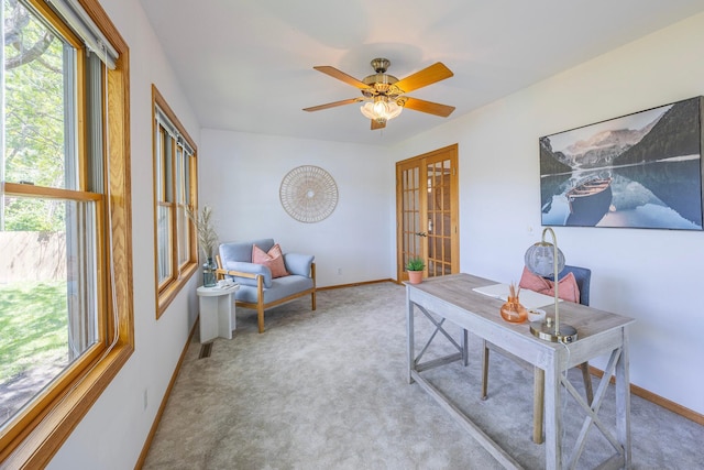 344 Barker St, Hastings, MN 55033 - carpeted home office with french doors and a ceiling fan