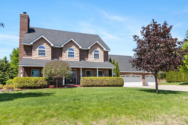 2606 Hulett Ct, Faribault, MN 55021 - view of front of home featuring a chimney, concrete driveway, a front yard, and a shingled roof