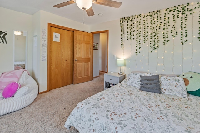 2606 Hulett Ct, Faribault, MN 55021 - bedroom featuring carpet flooring, a ceiling fan, baseboards, and a closet