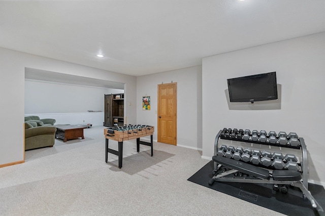 2606 Hulett Ct, Faribault, MN 55021 - recreation room with carpet, baseboards, and recessed lighting