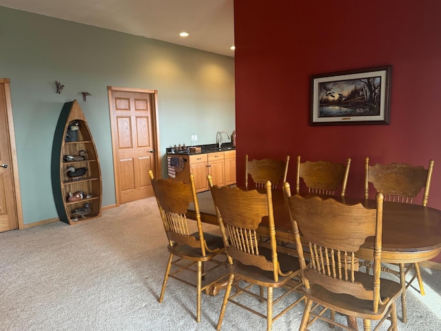 79317 355th St, Clinton, MN 56225 - dining space featuring light colored carpet, recessed lighting, and baseboards