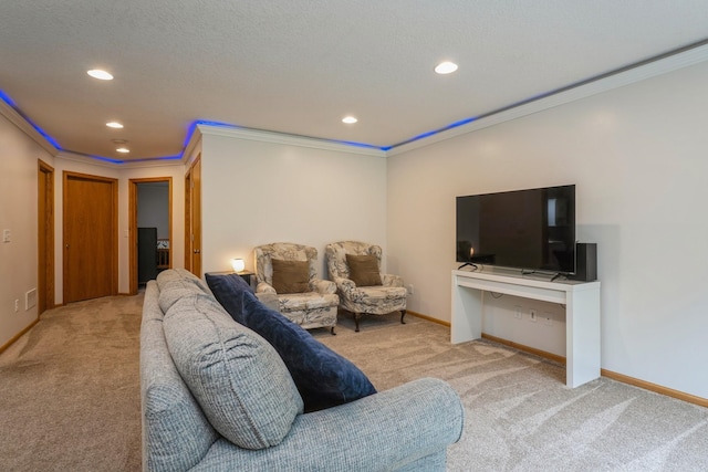 2686 56th Ave, Princeton, MN 55371 - carpeted living room featuring crown molding, recessed lighting, and baseboards