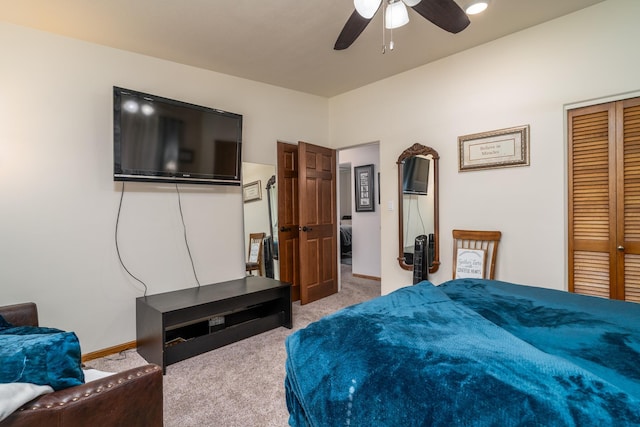 118 Golf Ter, Crookston, MN 56716 - carpeted bedroom featuring a closet, a ceiling fan, and baseboards