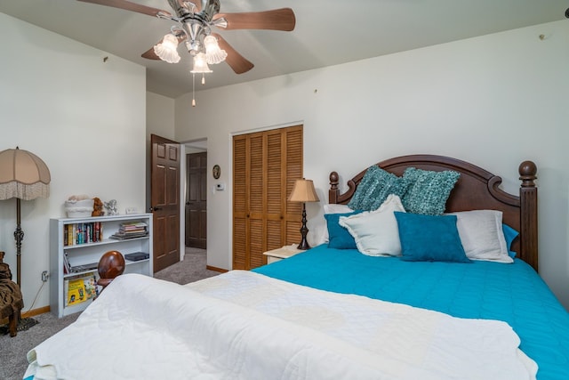 118 Golf Ter, Crookston, MN 56716 - bedroom with a ceiling fan, baseboards, carpet, and a closet