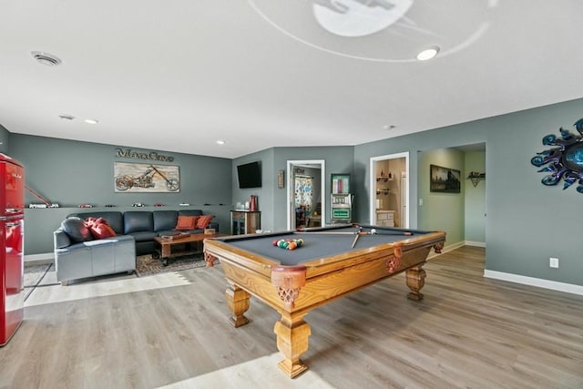 23892 187th St NW, Big Lake, MN 55309 - recreation room with baseboards, wood finished floors, pool table, and recessed lighting