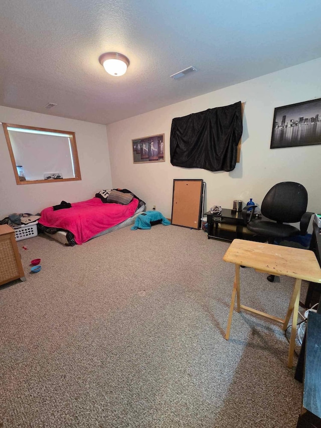 313 Saehler Dr, Goodview, MN 55959 - carpeted bedroom featuring a textured ceiling and visible vents