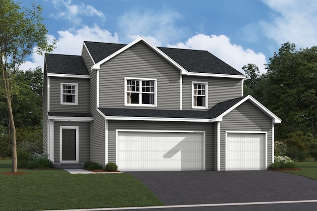 7201 Paris Ave NE, Otsego, MN 55330 - traditional home featuring an attached garage, a front lawn, roof with shingles, and aphalt driveway