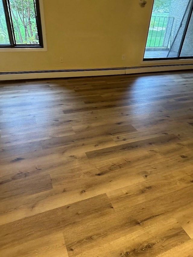 unfurnished room with wood finished floors