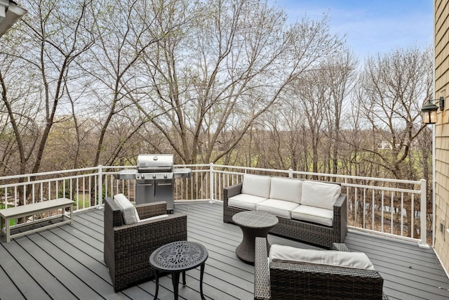 18371 Bearpath Trl, Eden Prairie, MN 55347 - wooden deck with area for grilling and outdoor lounge area