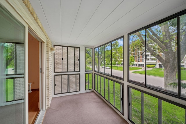 view of unfurnished sunroom