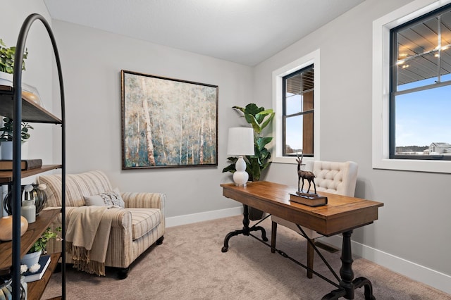 office with carpet flooring and baseboards