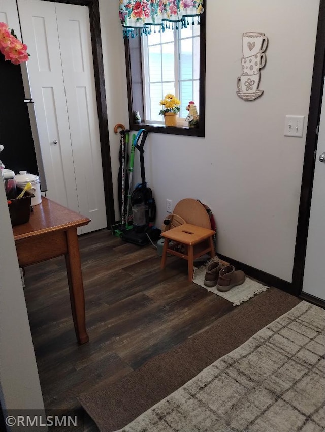 entryway with wood finished floors
