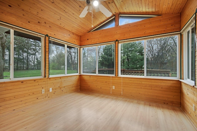 1034 Birch St, Lino Lakes, MN 55014 - unfurnished sunroom featuring wooden walls, wood ceiling, vaulted ceiling, and wood finished floors