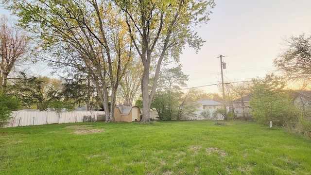 view of yard with a shed and an outbuilding