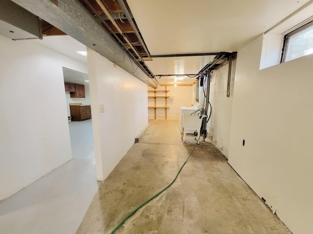 basement featuring washer / clothes dryer