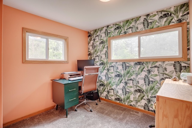 5371 Hugo Rd, White Bear Twp, MN 55110 - carpeted office space with wallpapered walls and baseboards