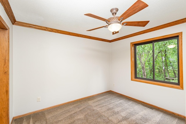 8762 Highwood Way, Apple Valley, MN 55124 - carpeted empty room featuring baseboards, ornamental molding, and a ceiling fan